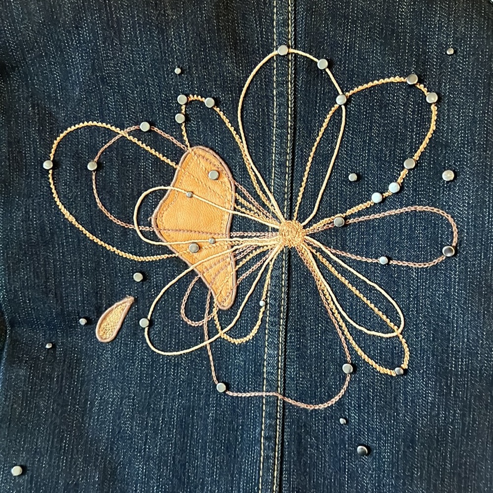 Vintage Dana Buchman Leather embellished denim - Picture 5 of 7